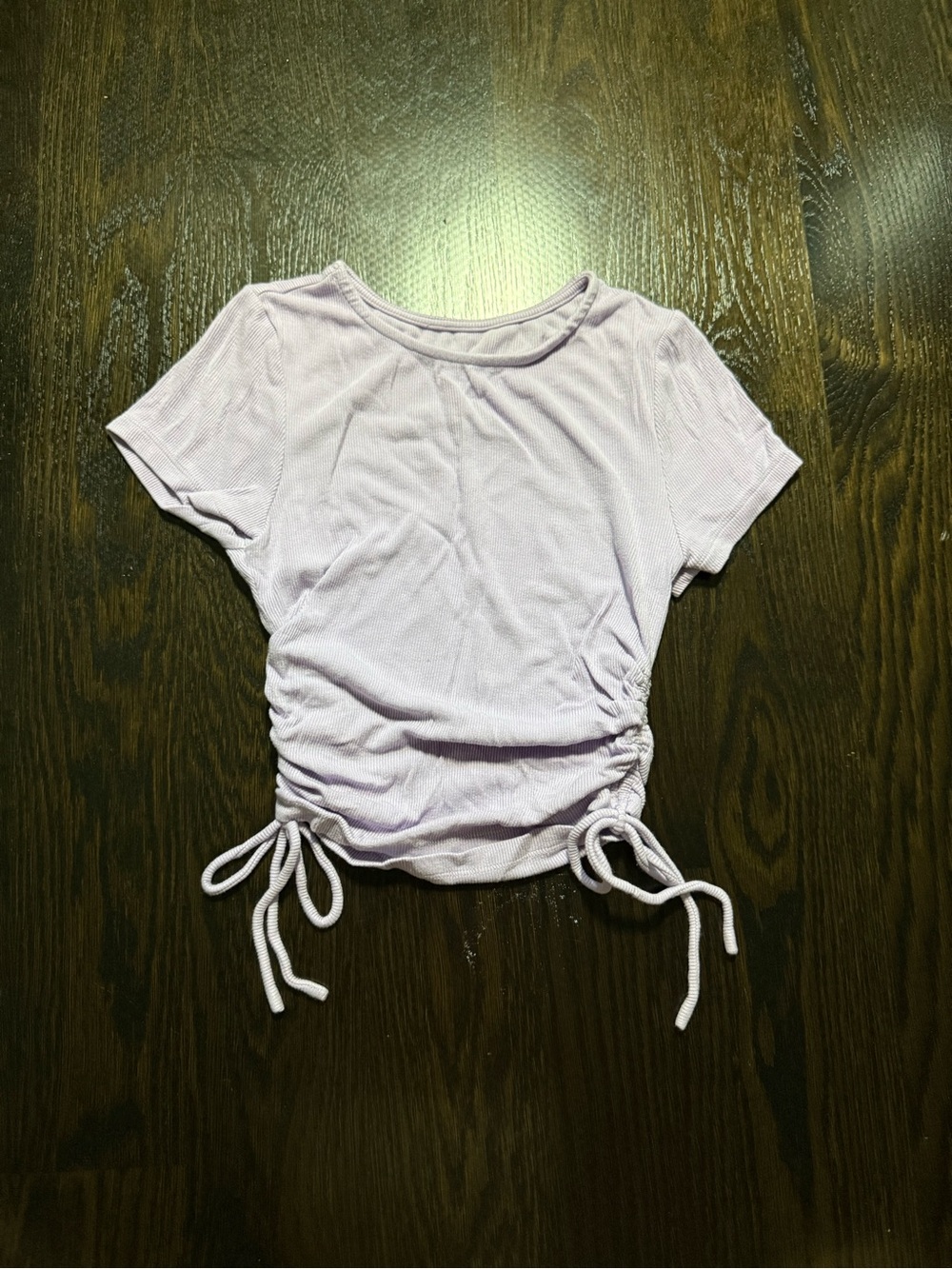 Women's Lavender Ruched Drawstring Short Sleeve Top